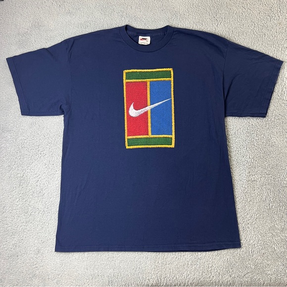 Nike Shirts Vintage 9s Nike Tennis Court Navy T Shirt Made In Usa
